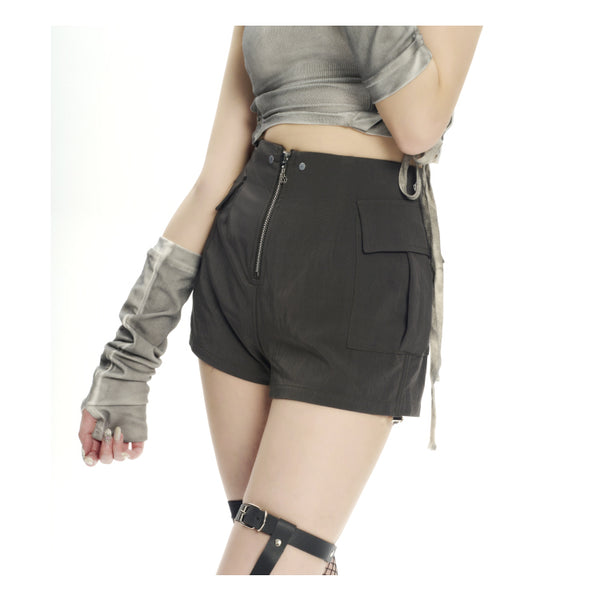 allbubble Gray zipper shorts