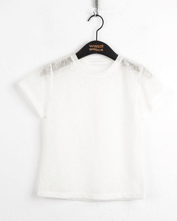 Hokon Jacquard Rose See-Through Short-Sleeved T-Shirt