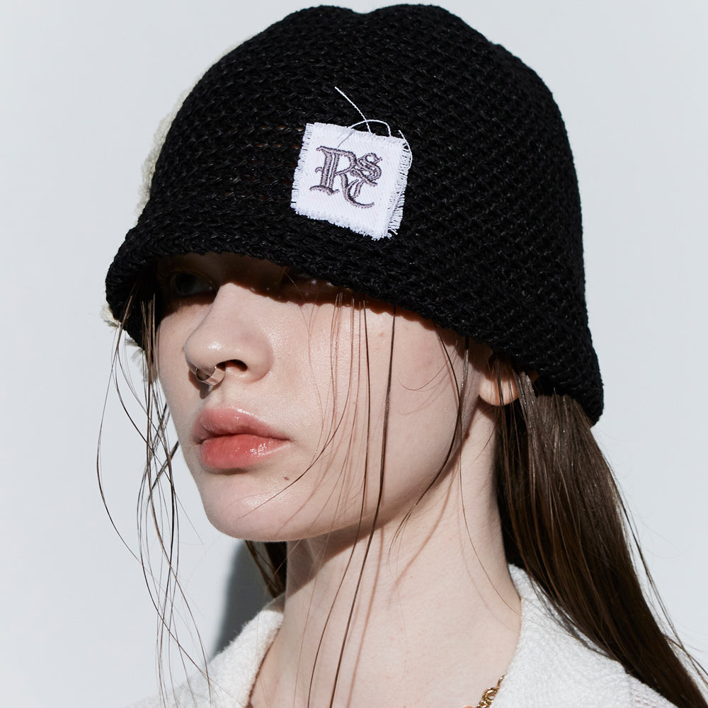 DENIM PATCHED BEANIE - BLACK