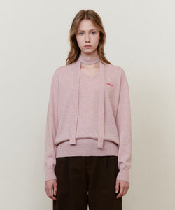 SMALL STORY LOGO V-NECK KNIT PINK