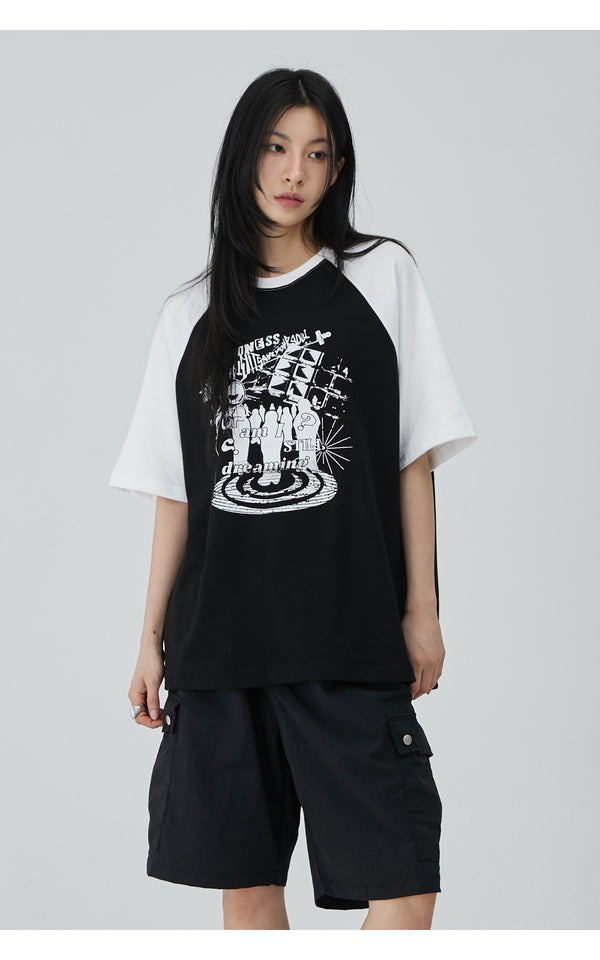 ドリーミングラグランオーバーサイズフィット半袖Tシャツ black