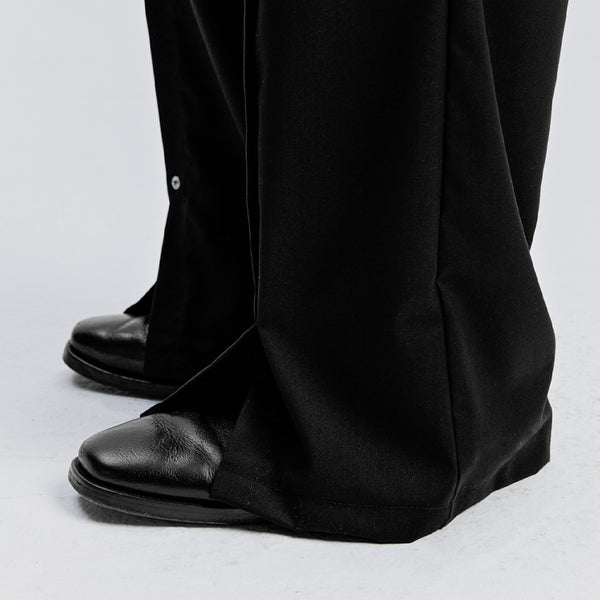 rivet wide flare banding slacks black