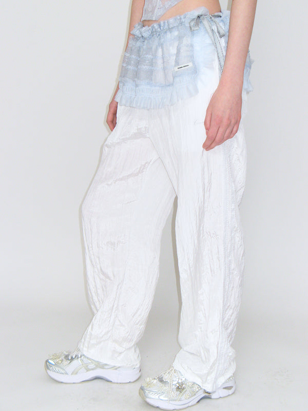 FRILL LINE WRINKLED PANTS_WHITE