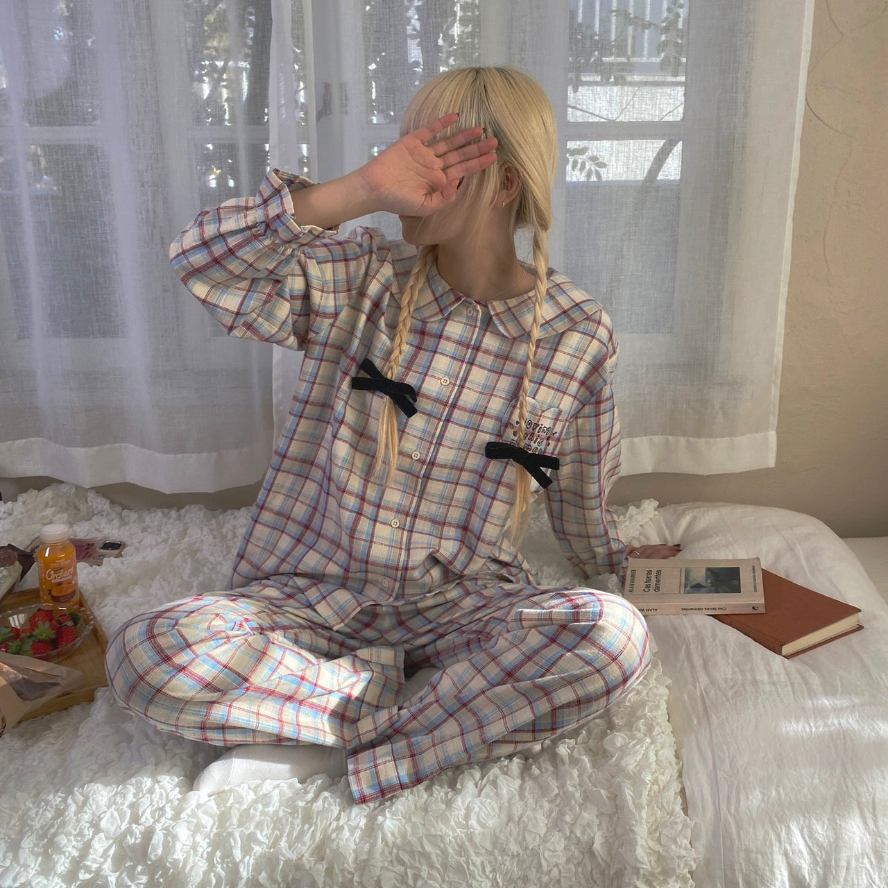 loving checked pajama set