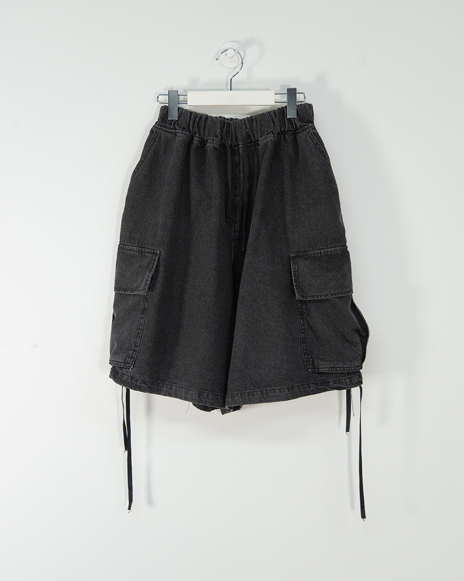 String cargo bermuda denim pants