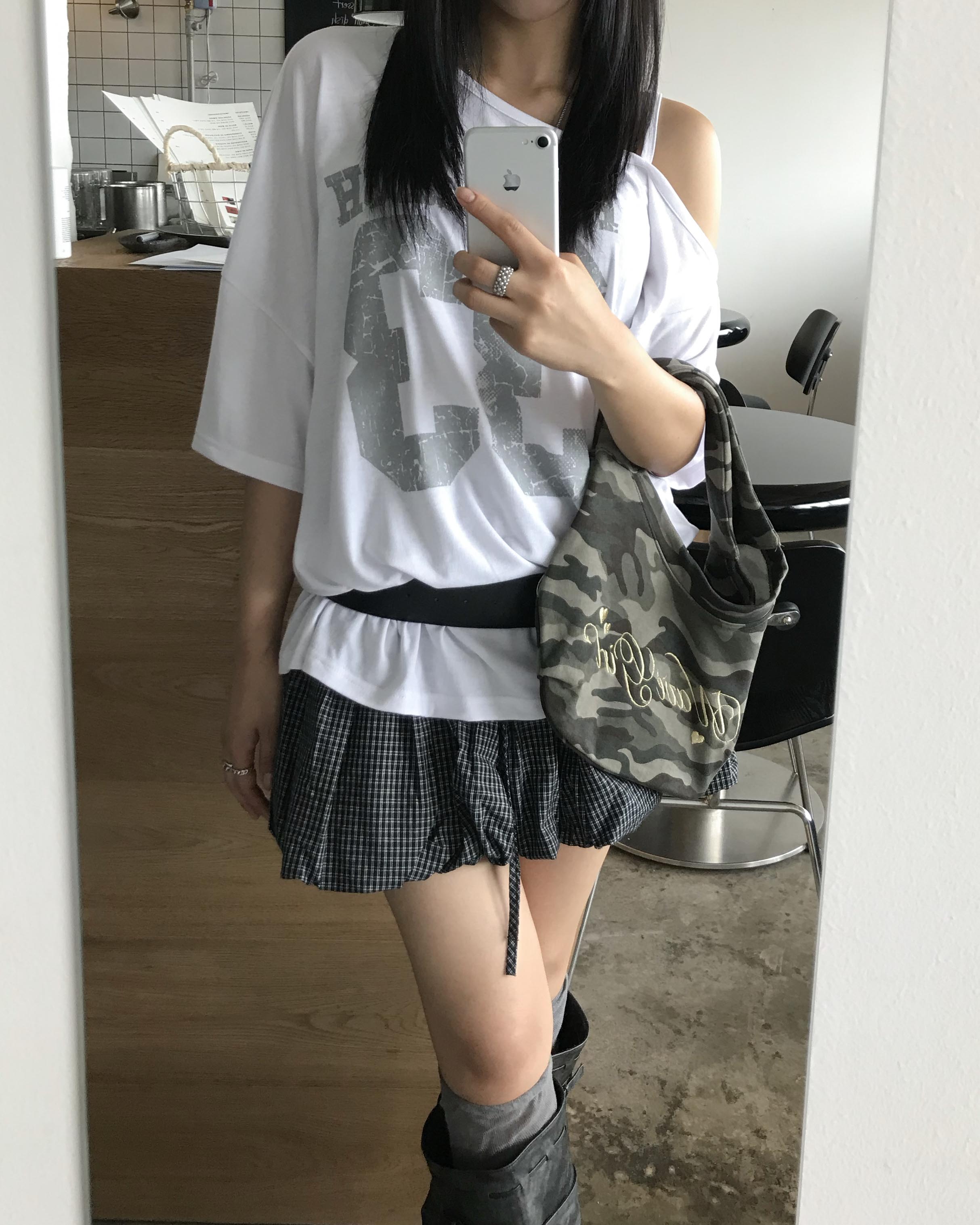 チェックバルーンスカート