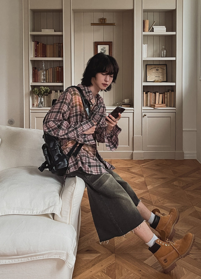 シャツ IONSEOUL Raf Washed Over Check Shirt Raf Washed Over Check Shirt - 2PLAN | 60% - Asian Fashion