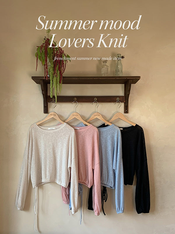 Made, Lovers  Linen Summer String Long-Sleeved Cropped Knitwear (4 colors)