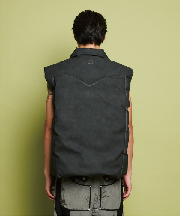 LEATHER RAW DOWN VEST