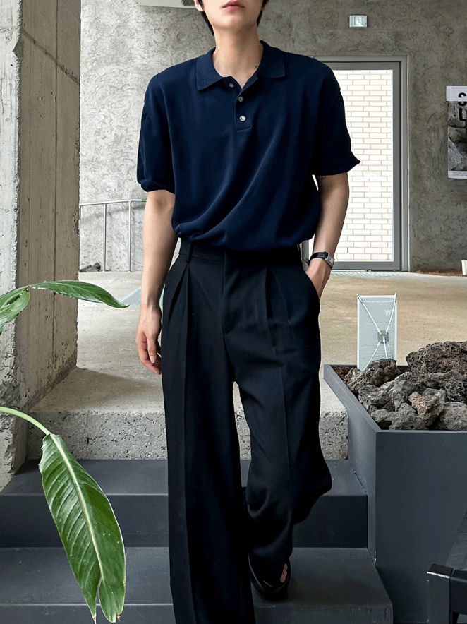 【COSYHARU】Mesh collar short sleeve knit Open Collar Mesh Knit - COSYHARU | 60% - Asian Fashion