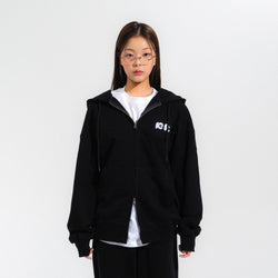 MIGNON LOGO HOOD ZIP-UP-BLACK