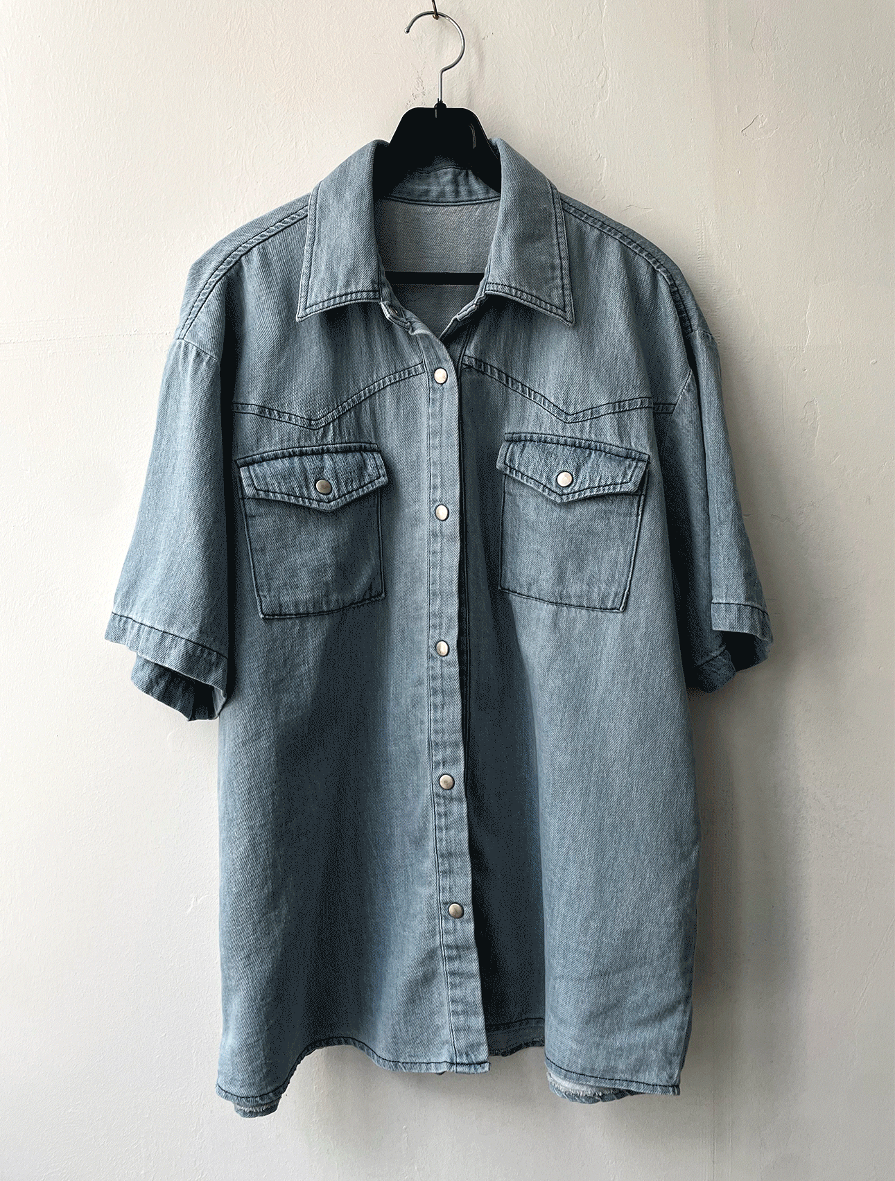 【COSYHARU】A classic denim shirt Western summer denim short-sleeved shirt - COSYHARU | 60