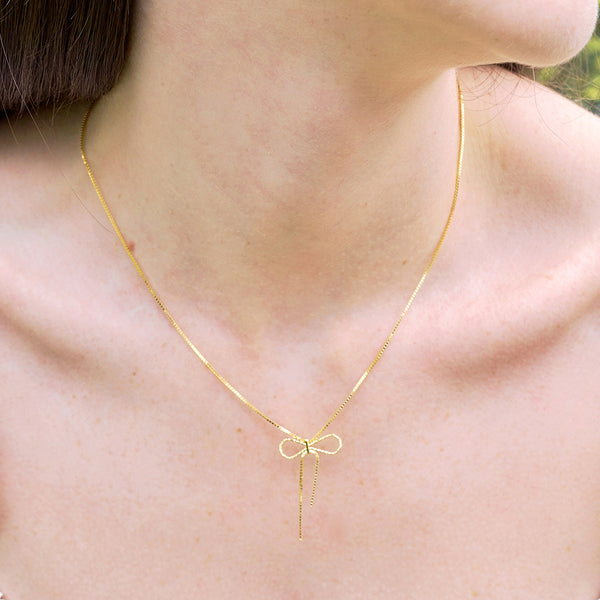 claire ribbon necklace_gold