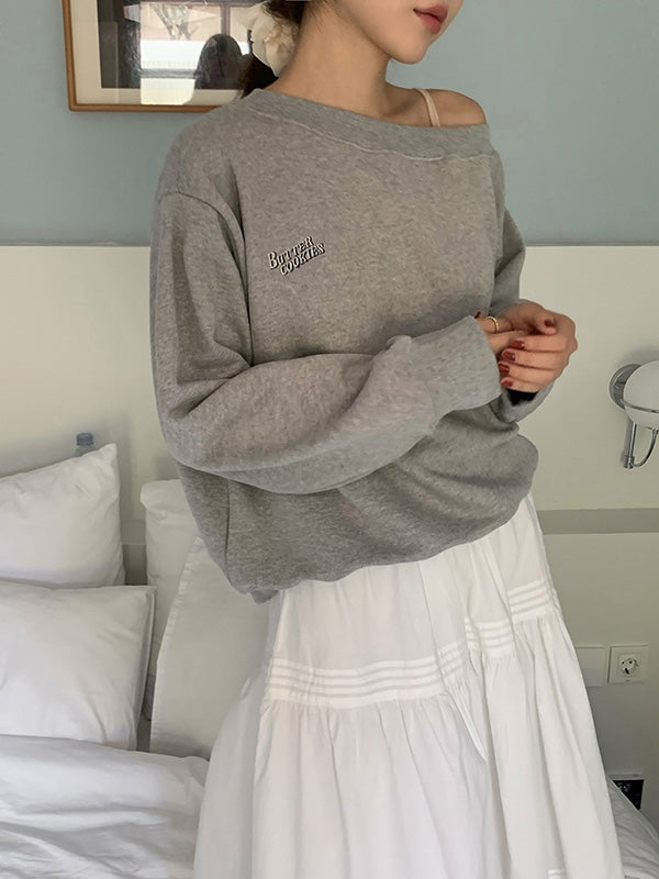 Cio Fall Unbalanced One Shoulder Off-Shoulder Loose Fit