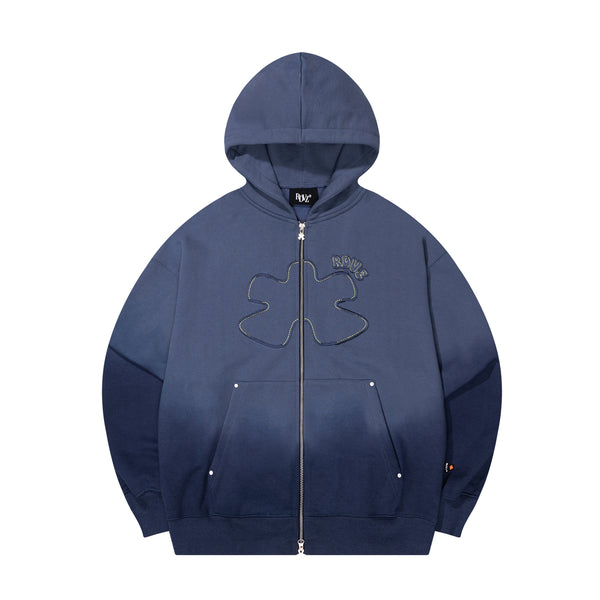 GRADATION SYMBOL PATCH HOODIE ZIP UP
 - BLUE GREY