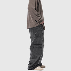 Raw Cut Cargo Denim Pants [2color] 