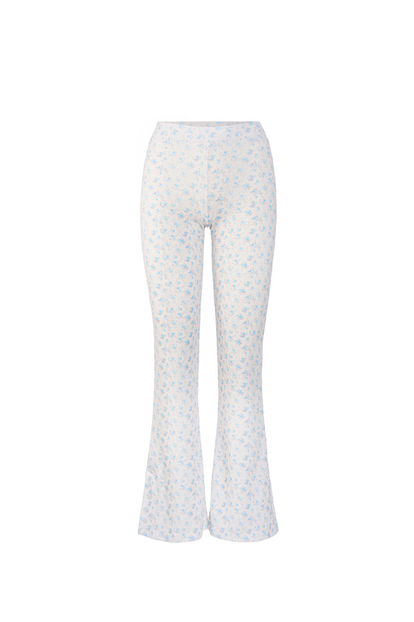 Flower Button bootcut pants (BLUE)