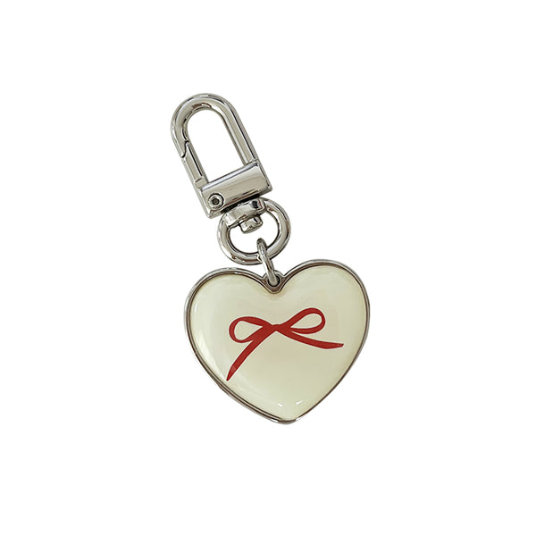 ribbon heart epoxy keyring(ivory)