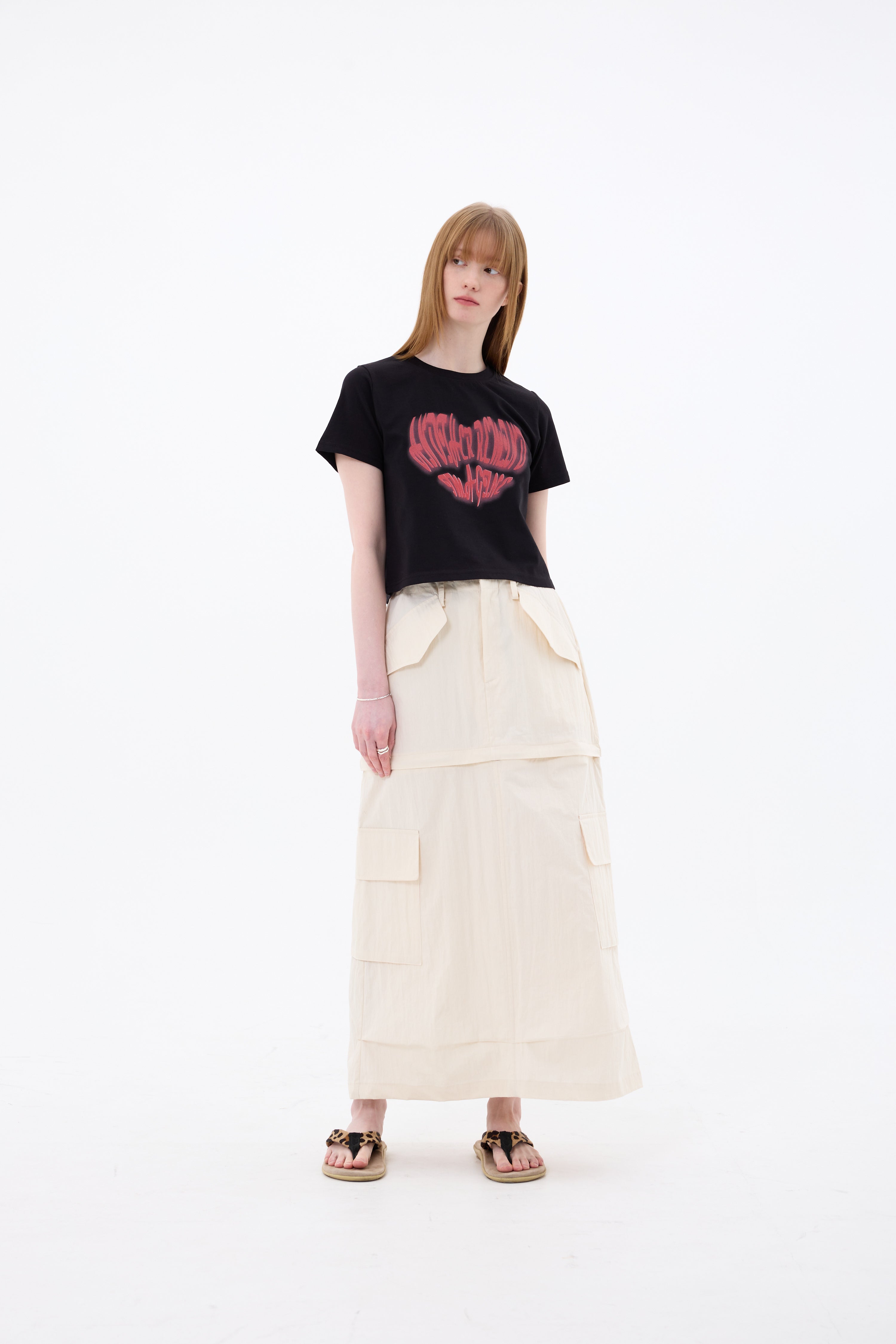 DOUBLE CUT CAGO SKIRT / IVORY