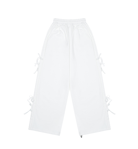 [mnem] race ribbon sweat pants (white)