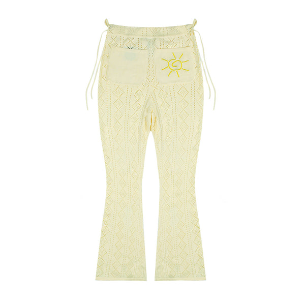 WXK002 DIA Punching Bootcut Knit Pants (LEMON)