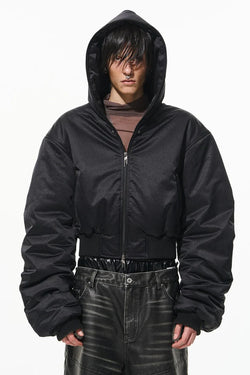 フーデッドロゴスタッズコットンジャケット