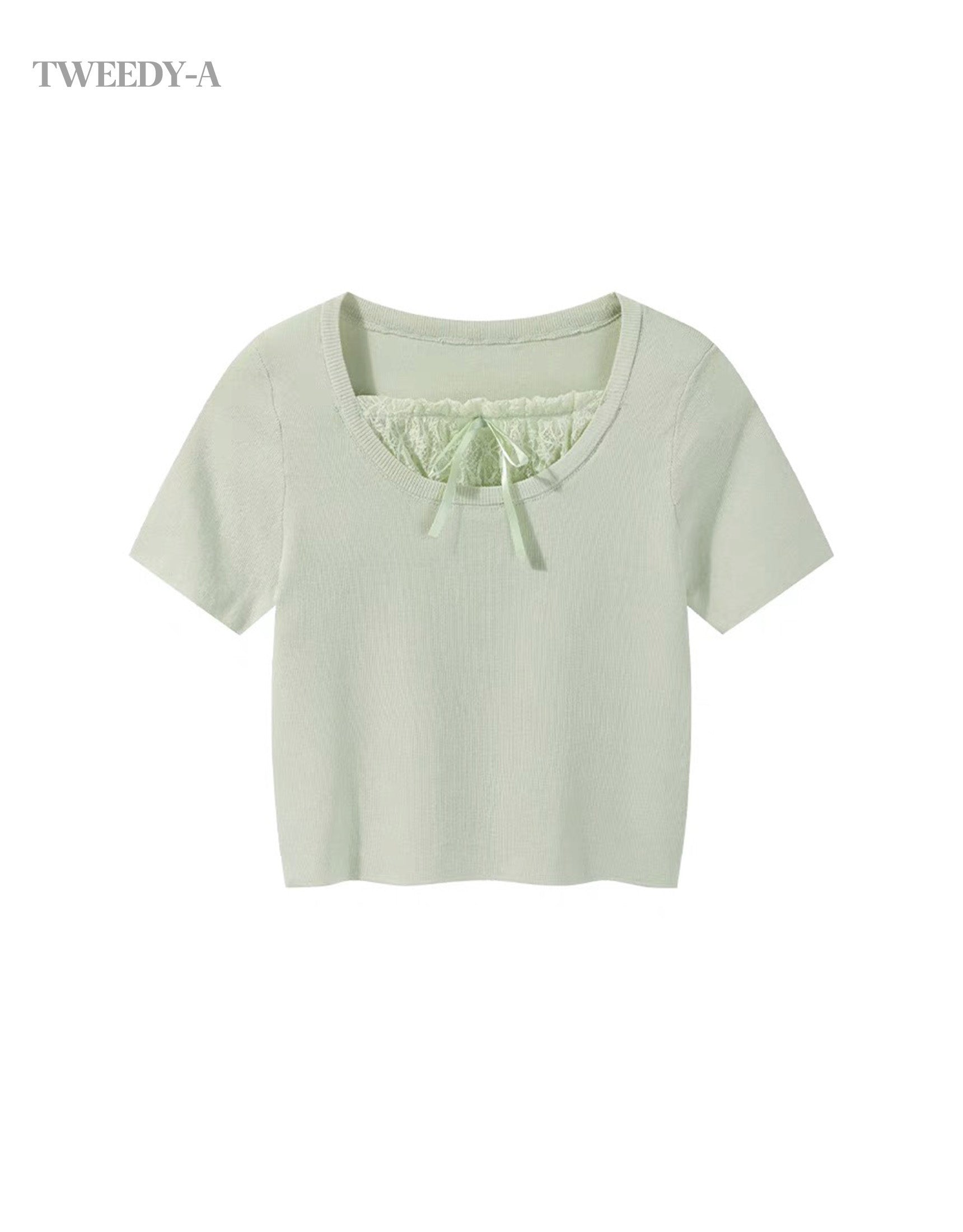 Sena Ribbon Frill Detail Button-Up Short-Sleeved Knit Top 3 Colors