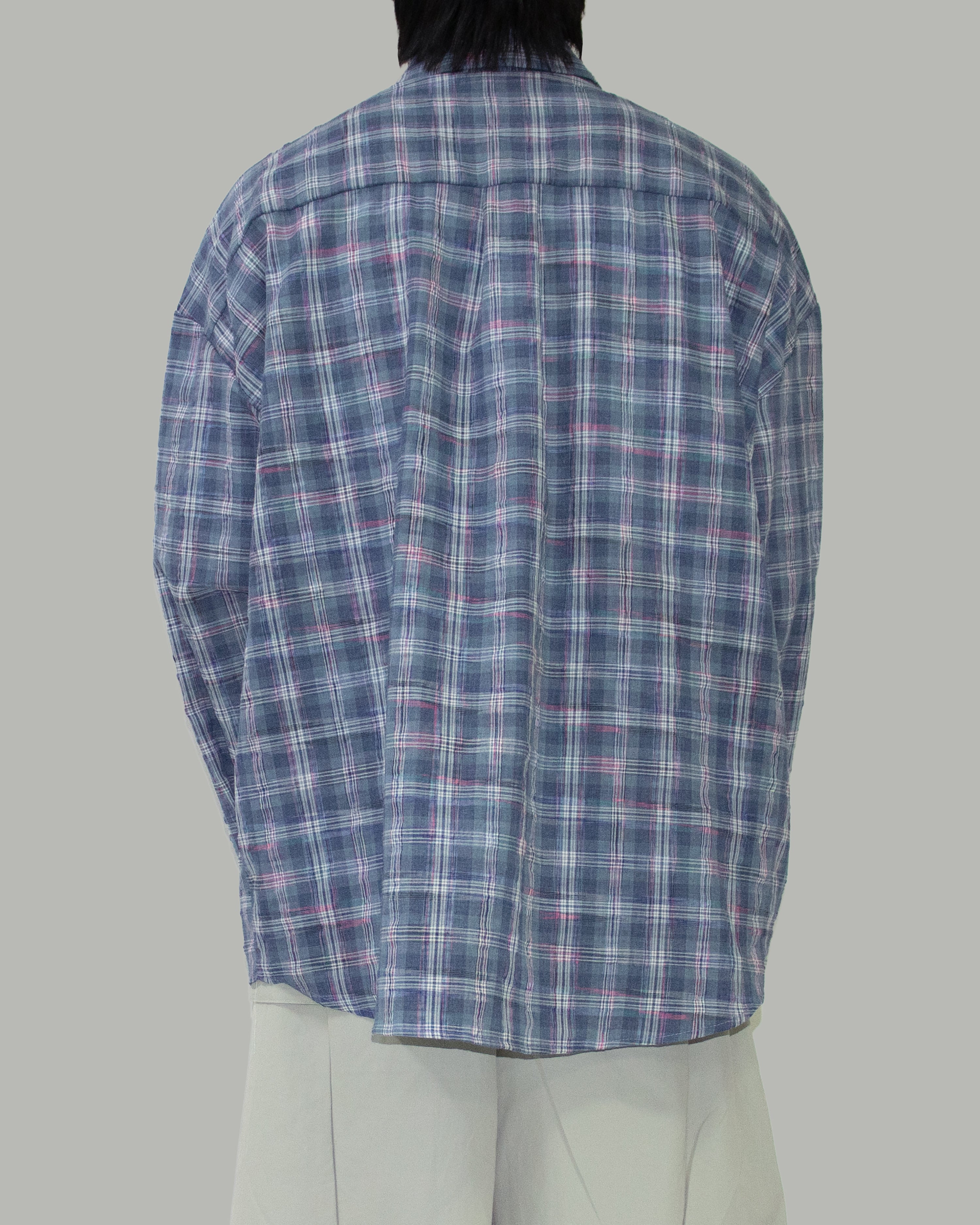curd over check shirt