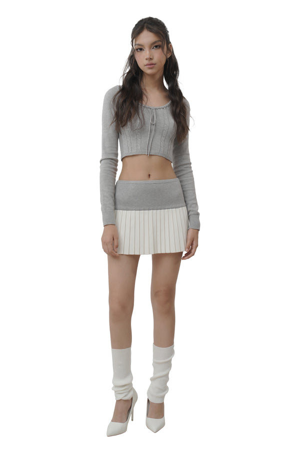 Churro knit pleated skirt