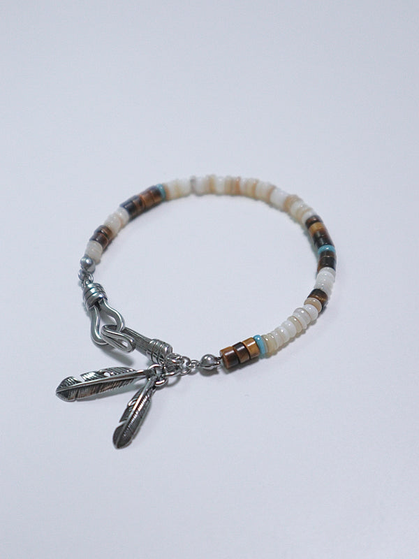 all surgical steel feather mother of pearl bracelet