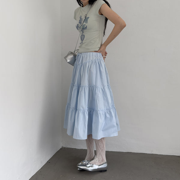 cotton tiered frill skirt (2color)