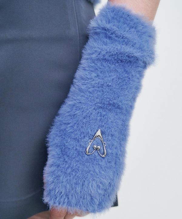 Metal Logo Fur Hand Warmer _ SKY BLUE