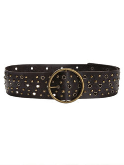 CIRCLE LEATHER STUD BELT (BROWN) - VIVIC | 60% - Asian Fashion Online Store