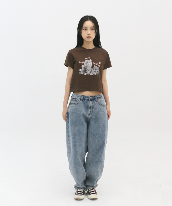 FURR EVER FRIEND Crop T-Shirt in Brown