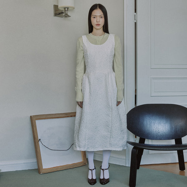 BACK BANDING JACQUARD DRESS / IVORY