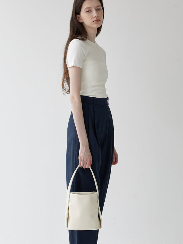 TEMZ bucket leather tote bag / Cream Ivory