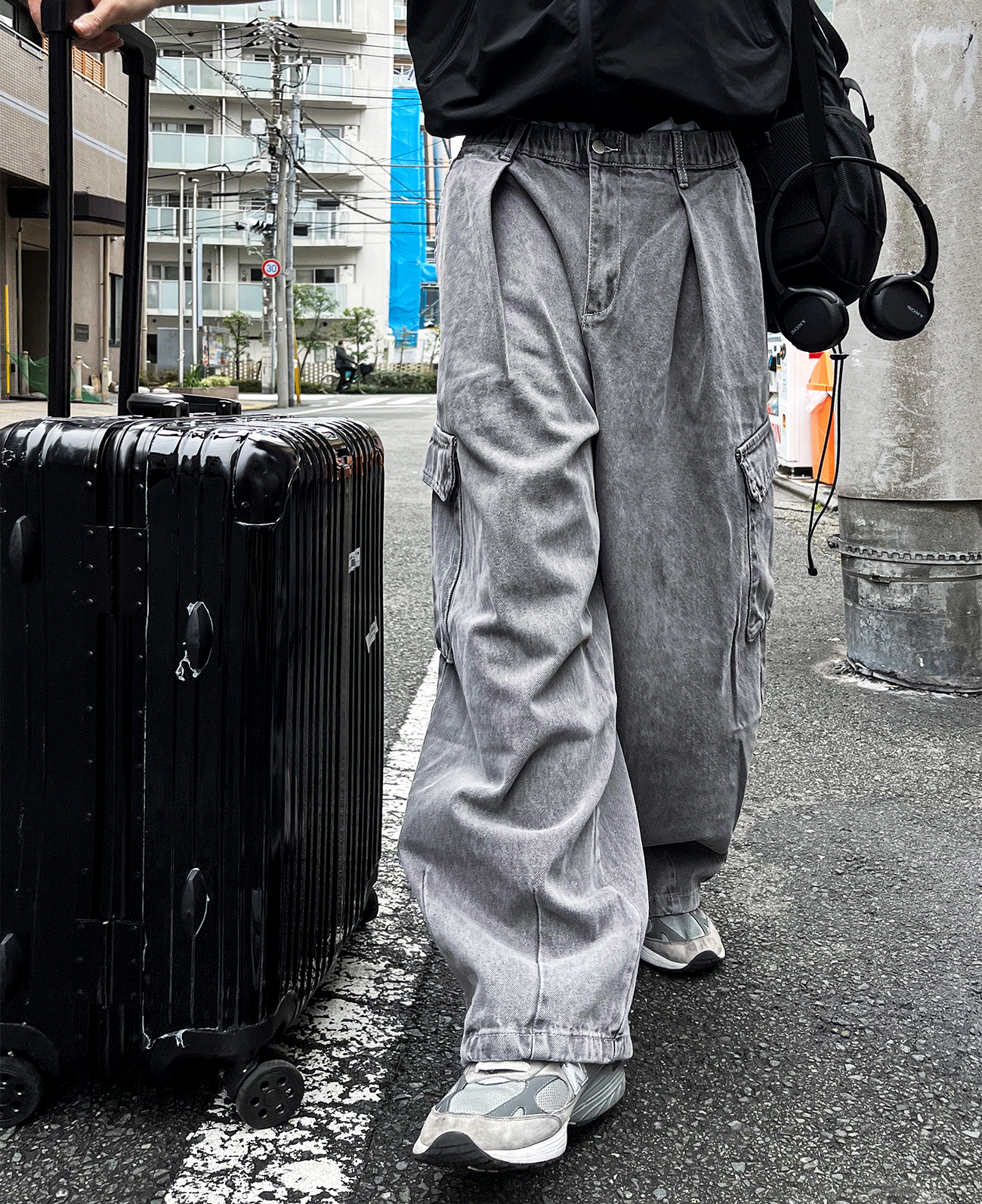 ピグメントバルーンステッチカーゴデニムパンツ