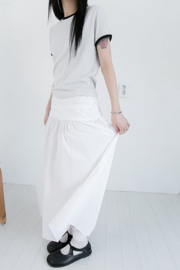 tuck flare cotton skirt(3colors)