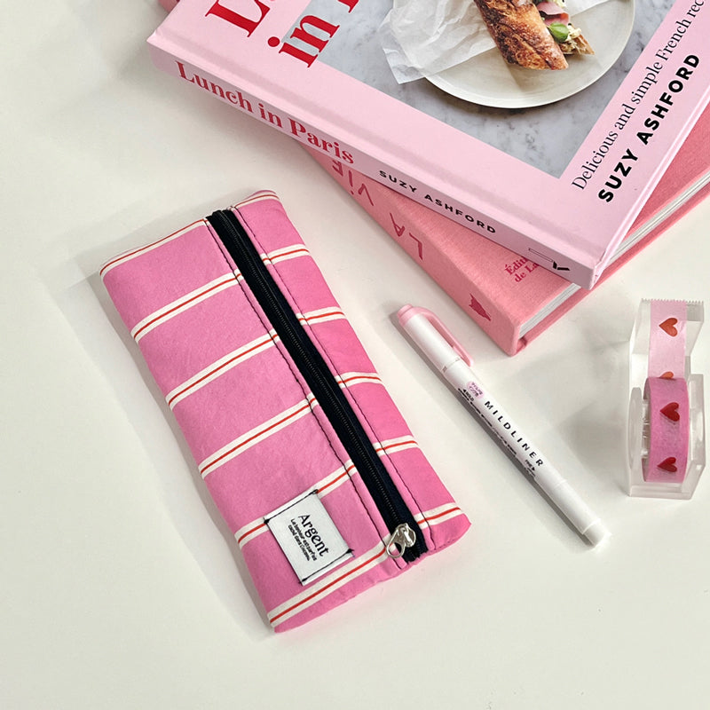 Argent flat pencil case - libera pink