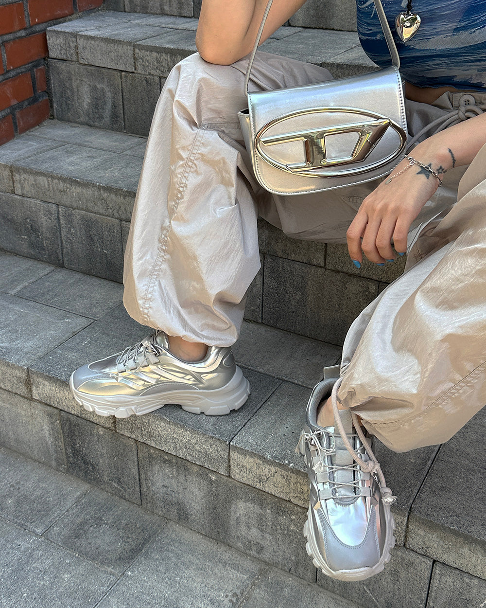 Silver String 2WAY Jogger Wide Pants