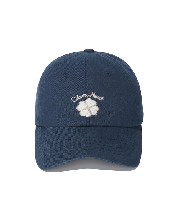 Clover Heart Boucle Embroidery Ball Cap Navy