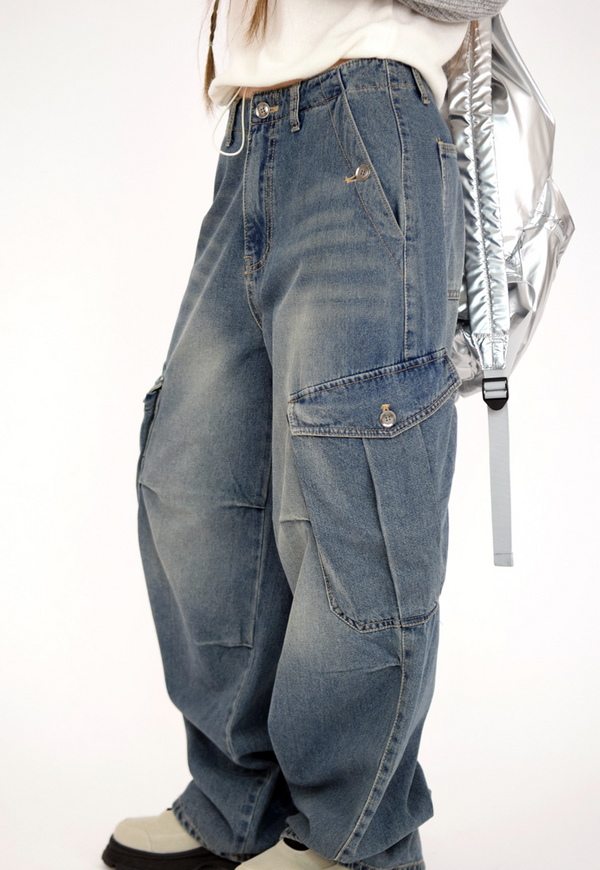 bel cargo denim pants(2color)