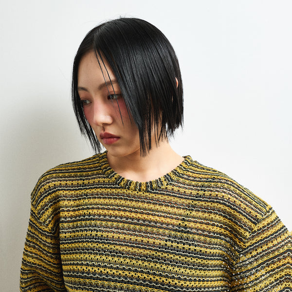 SEE-THROUGH CRAFT KNIT PULLOVER YELLOW