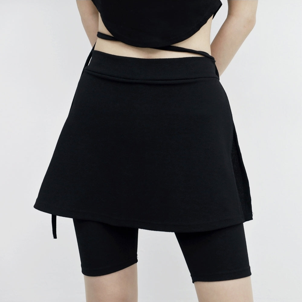 maron strap skirt pants