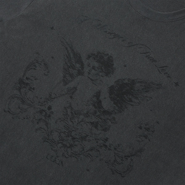 [ULKIN] Cupid Scratch Grapic T-shirt_Charcoal