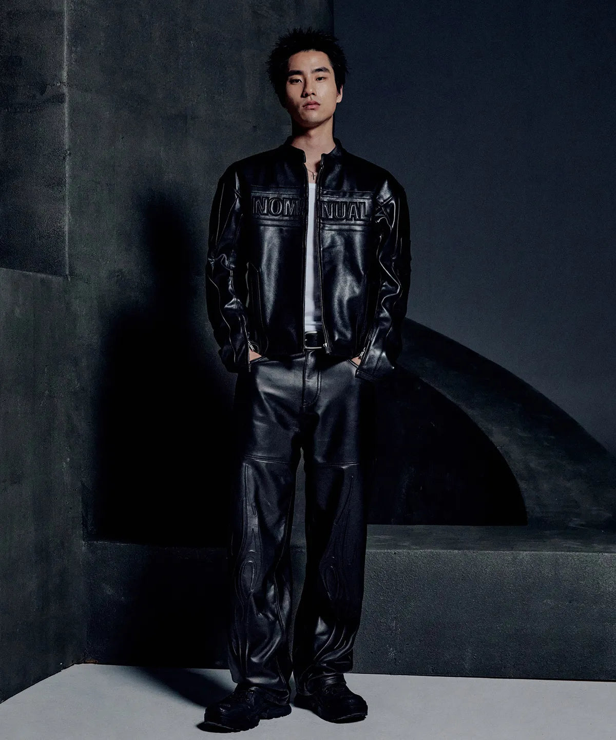 モトレザージャケット-ブラック