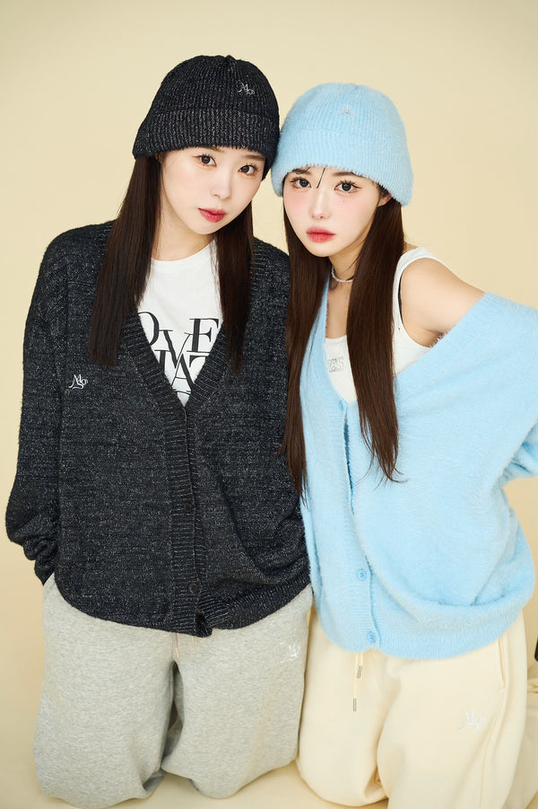 フェザーニットバケットハットカーディガンセット / Feather knit bucket hat cardigan set