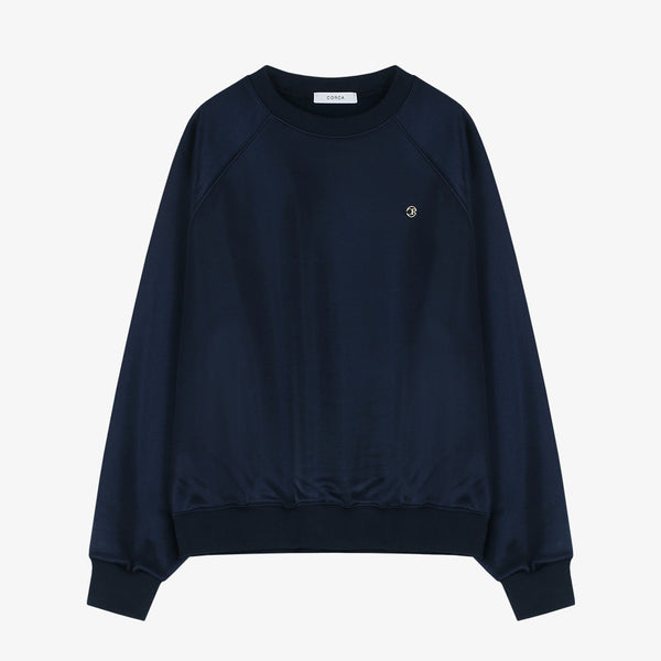 Glossy Logo Ring Sweat Shirts Navy