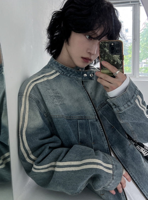 Wings Track Gradient Pinch Denim Jacket