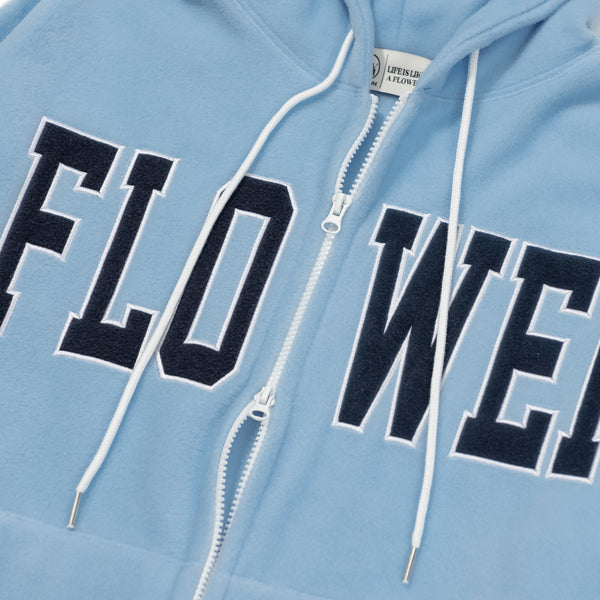 FLOWER FLEECE ZIP UP HOOD(SKY BLUE)